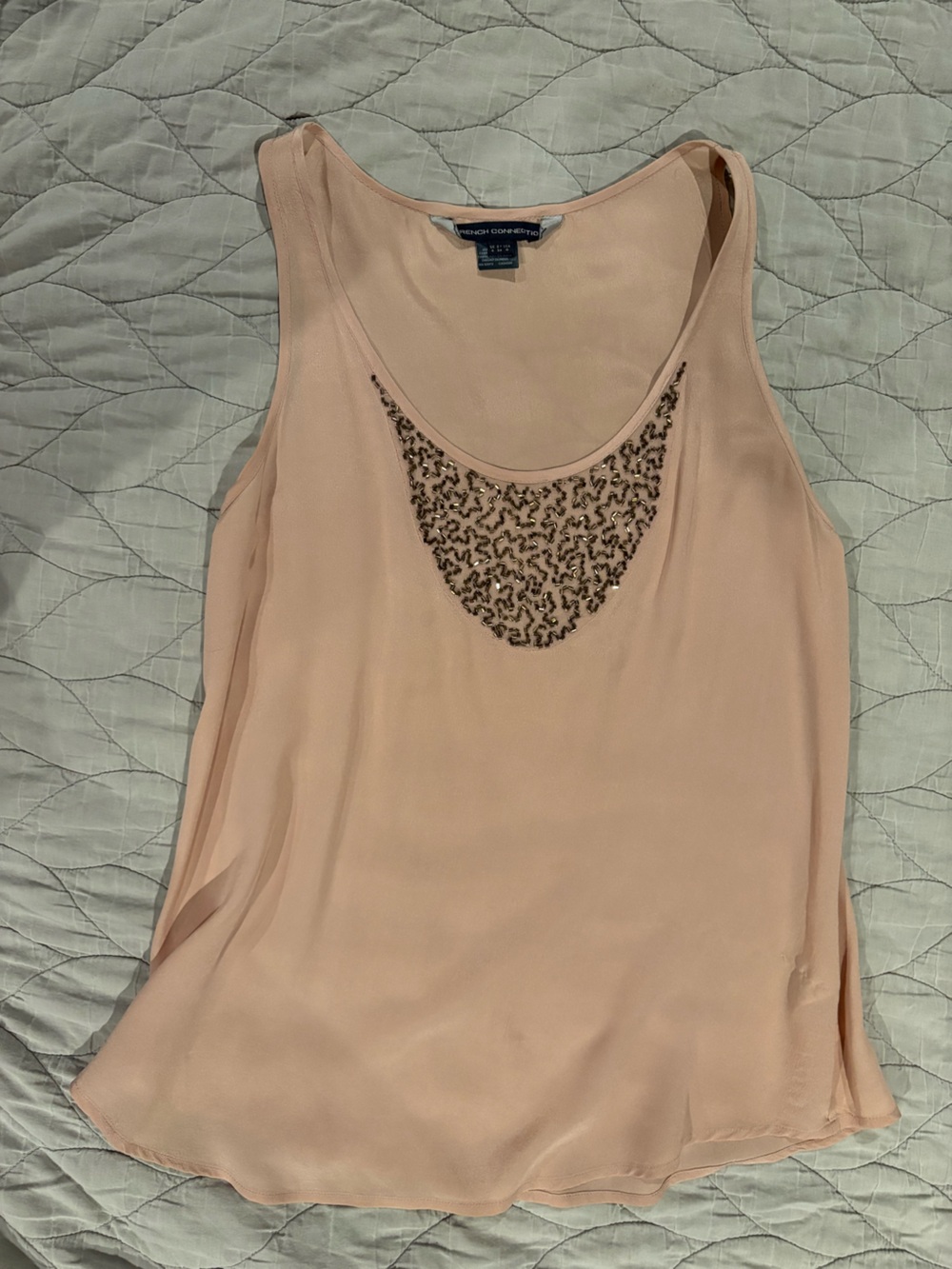 French Connection Silk Beaded Scoop Neck Camisole
